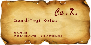Cserényi Kolos névjegykártya